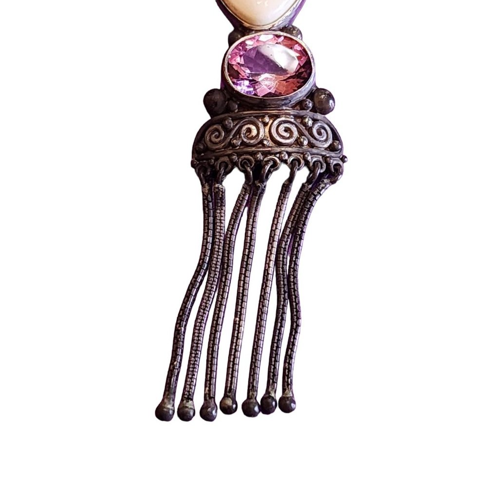 Vintage Signed Sajen 925 Sterling Dangling Chain Goddess Pendant (A2115) - Picture 3 of 5